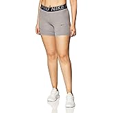 Nike Women's Pro 5" Training Short (Gunsmoke/Heather/Gunsmoke/Black, Large 5)