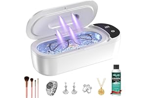 Ultrasonic Jewelry Cleaner Machine, Retainer Cleaner 48kHz, Ultrasonic Cleaner 2 Time Settings with Digital Timer, Clean Mult