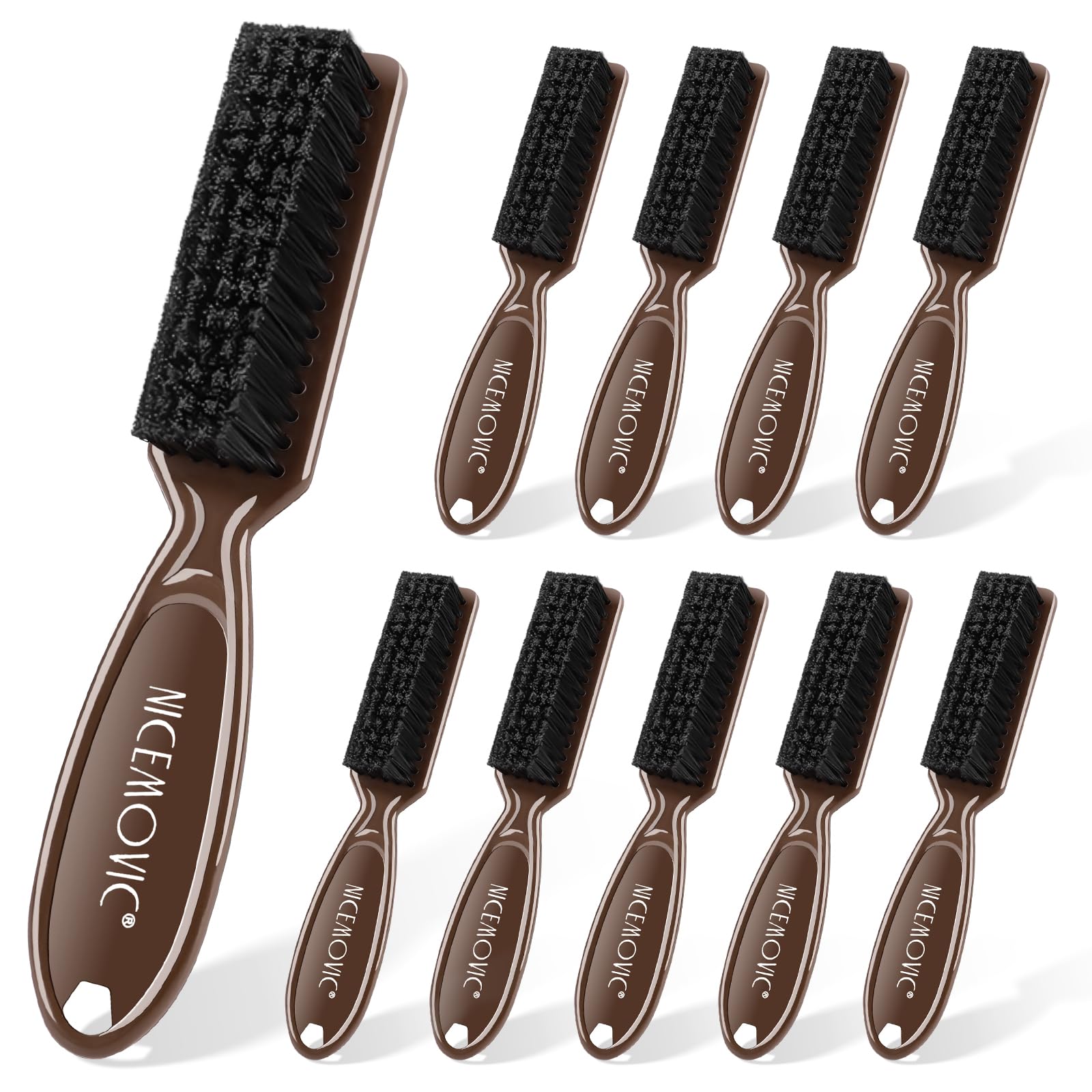 Barber Accessories: 10-Piece Mini Brush Set for Blade Trimmer Cleaning, Hair Styling, and Manicure (Brown)