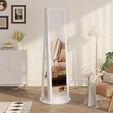Dripex White Jewelry Organizer Mirror Wardrobe 360° Swivel Lockable 3 in 1 view 7