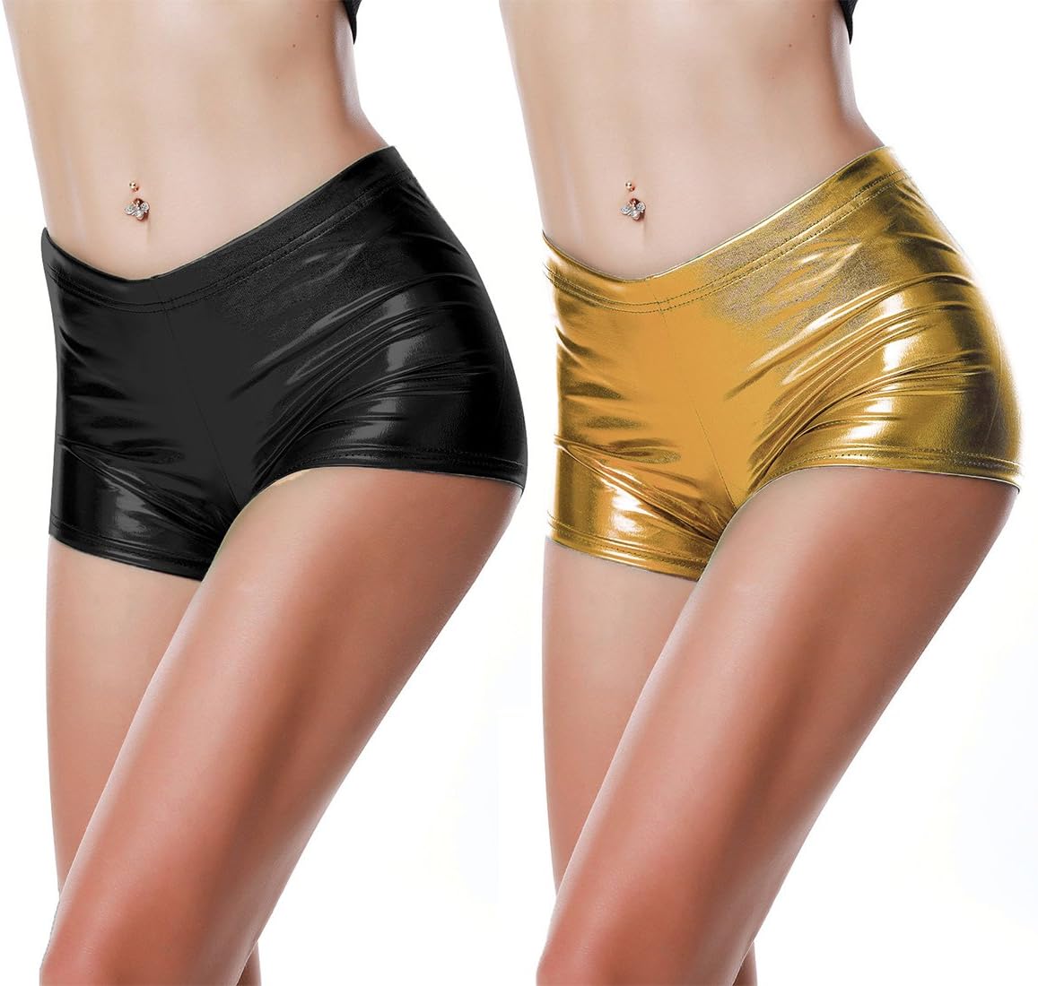 BLACK JACKY Metallic Rave Booty Dance Shorts