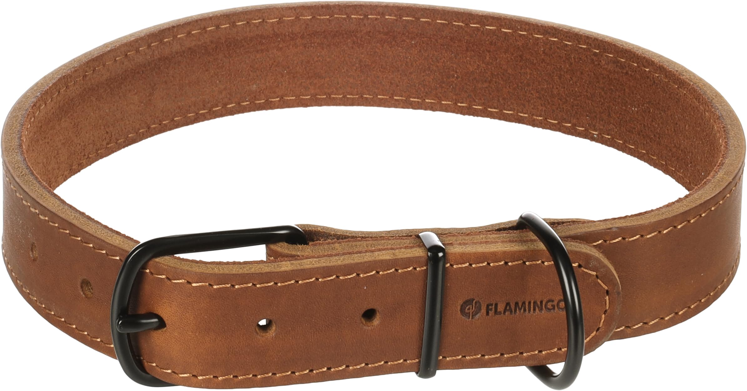 Flamingo Dog Collar Montana Cognac XXL 53-63cm 28mm