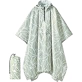 PTEROMY Hooded Rain Poncho for Adult with Pocket, Waterproof Lightweight Unisex Raincoat for Hiking Camping Emergency