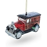 Classic Vintage Car Blown Glass Christmas Ornament