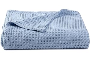 Kloovete 36” X 40” Inches Cooling Baby Waffle Weave Blanket, Ultra-Soft Lightweight Receiving Blanket for Newborn, Breathable Comfortable Baby Swaddle Blanket for Boys and Girls(Steel Blue)