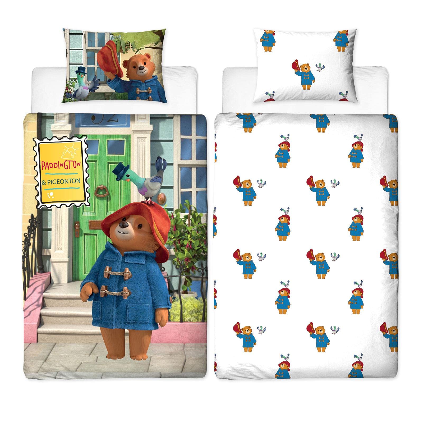 Paddington Bear Friends Single Duvet Cover Set | 2 Sided Reversible Friends Design | Matching Pillowcase | Grey, Polycotton