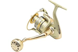 Fishdrops Spinning Fishing Reels, Lightweight Spinning Reel, 15.5 LBs Max Drag, 5.1:1/5.5:1 High Speed Ultra Smooth Powerful with CNC Aluminum Spool Fishing Reels Freshwater(Black/Gold)