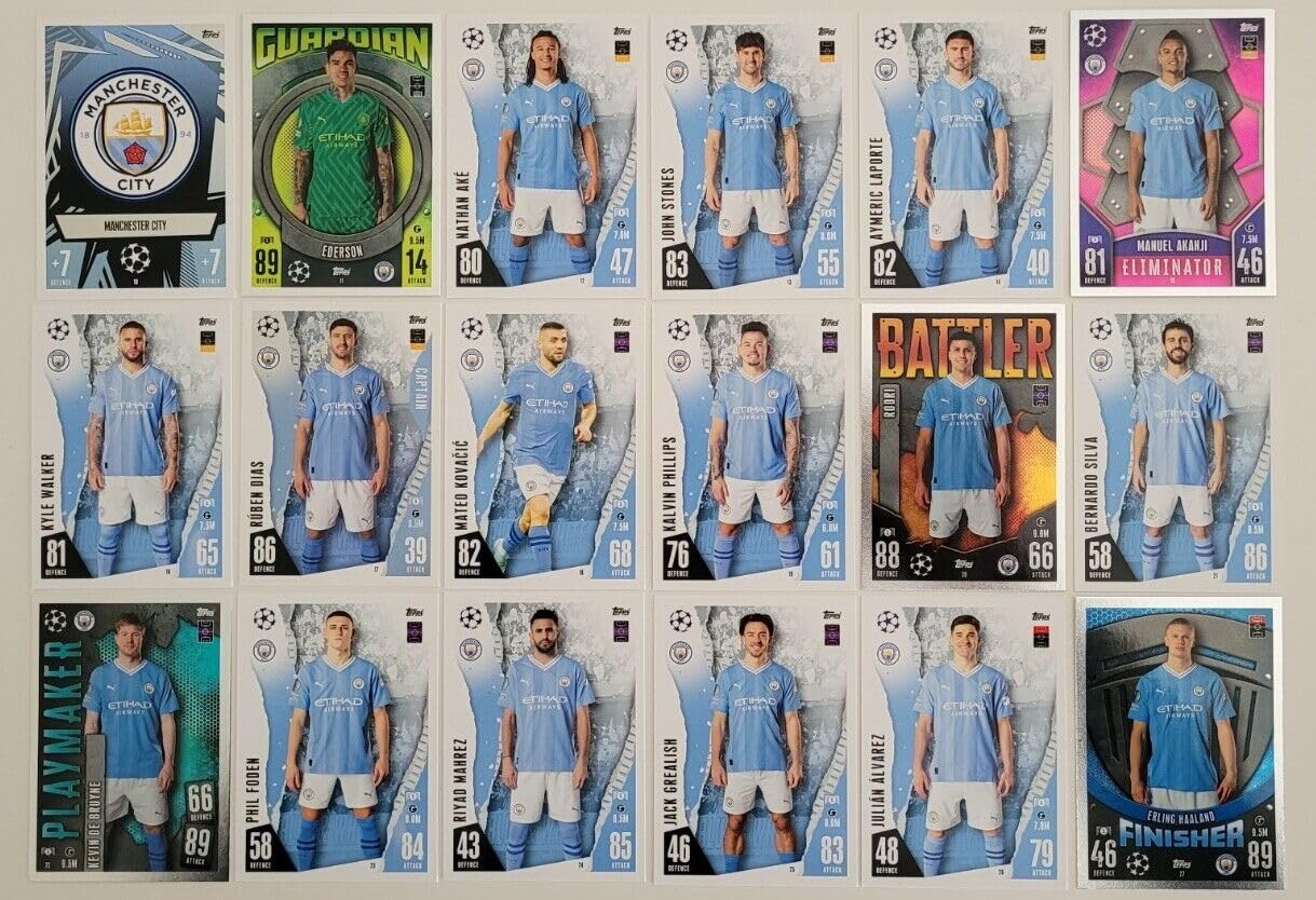Topps Match Attax 2023 2024 Manchester City Full Base Card Team Set