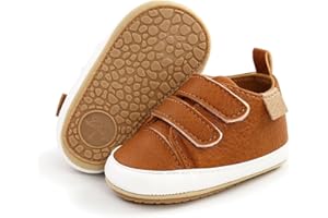 SOFMUO Baby Boys Girls High Top Ankle PU Leather Sneakers Soft Rubber Sole Infant Moccasins Newborn Oxford Loafers Anti-Slip Toddler Wedding Uniform Dress Shoes
