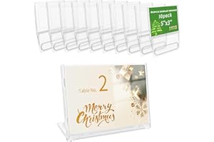 AetJxixee 10 Pack 3x5 Inch Small Sign Holder Horizontal, Double-Sided Usage with Swivel Base for Table Display, for Office, Store, Restaurant, for Number/Name/Food Label Display, Note