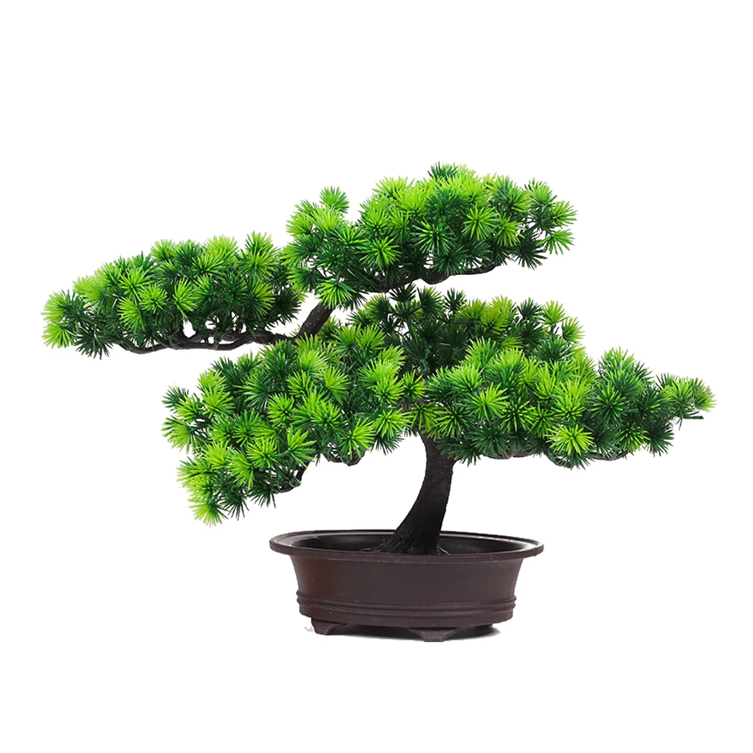 Verve Jelly Artificial Bonsai Pine, Fake Plant Faux Flowers Ornaments Potted Artificial House Plants Japanese Pine Bonsai Plant for Home Decoration Desktop Display