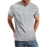 Wielsscca Mens V Neck T Shirts Casual Stylish Graphic Stretch Short Sleeve T-Shirt Cotton Tees Tops Shirt