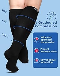 Lalapapa 3Pairs Wide Calf Compression Socks for
