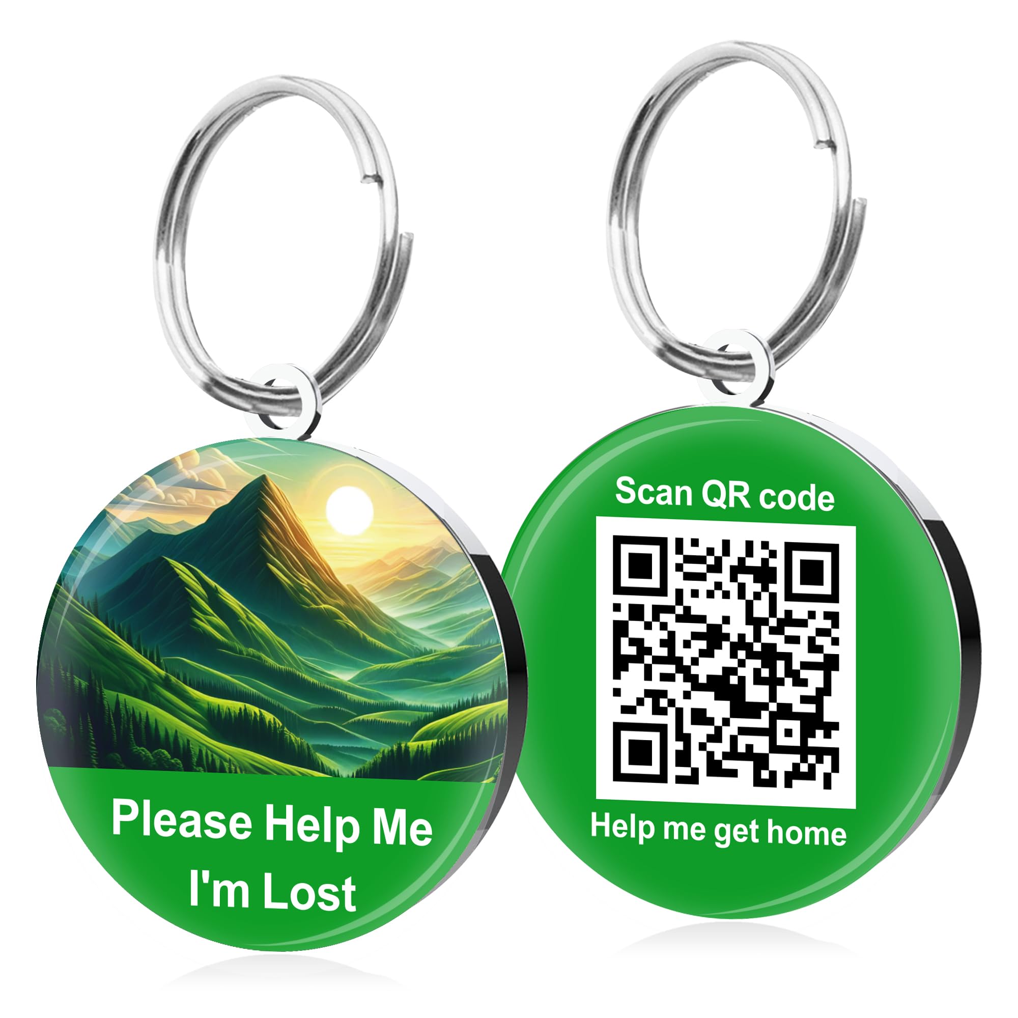 QR Code Dog Tags ID Tags for Dog Name ID Tag Cat Tags Online Pet Profile Scan QR Receive Instant Pet Location Alert Email Quiet Tag (Green, Design 2)
