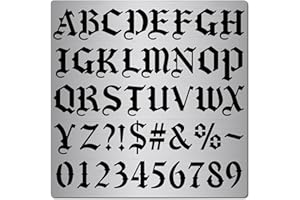 GORGECRAFT 6.3 Inch Metal Gothic Font Lettering Stencil 1" High Stainless Steel Old English Font Ancient Alphabet Number Temp