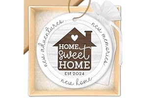 HEXMOZ House Warming Gifts New Home - Housewarming Gifts for New House Couple, Women - First New Home Ornament 2024, Home Sweet Home - New Homeowner Gift Ideas Keepsake - Ceramic Christmas Ornament