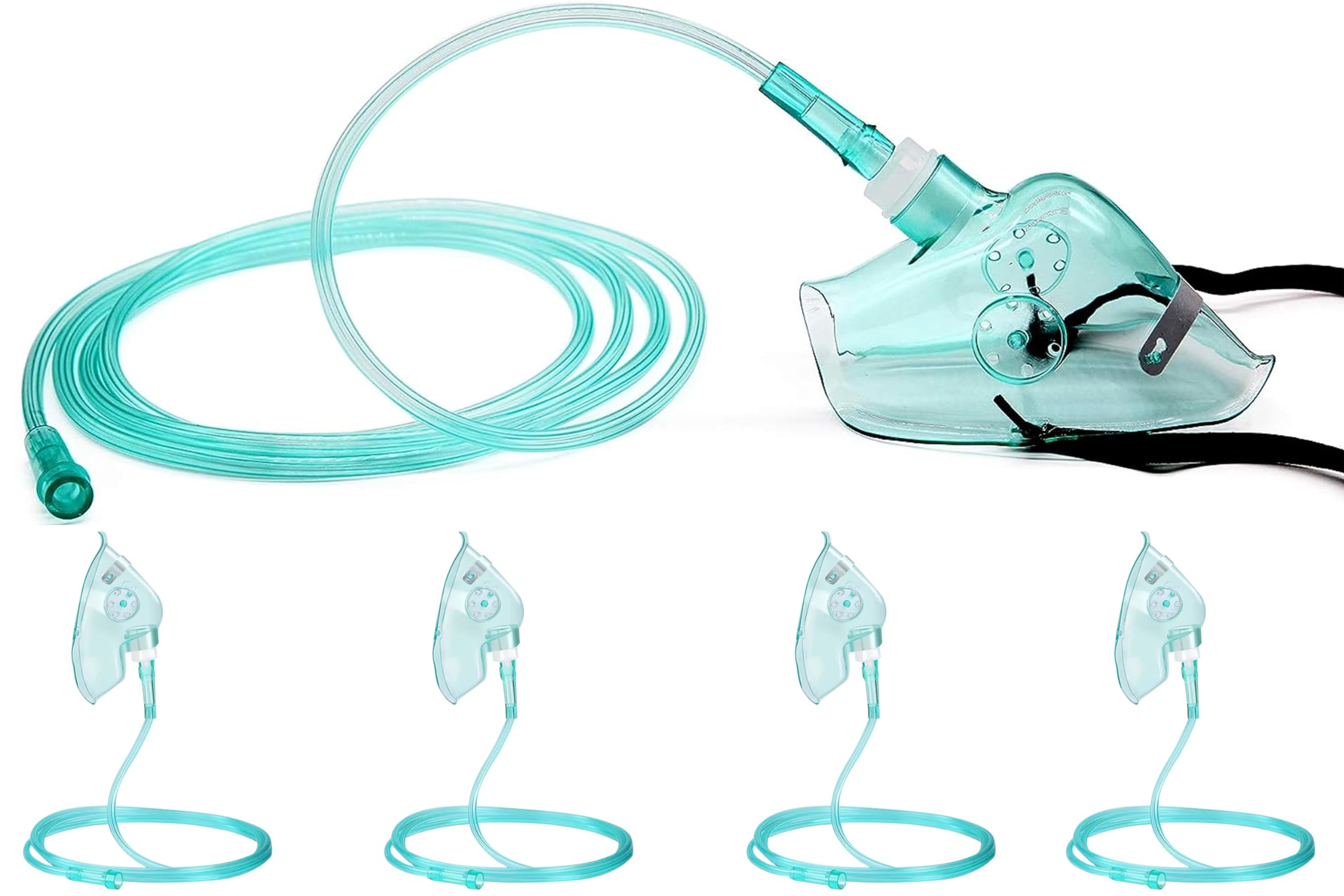Photo 1 of 4 Packs Pediatric Elongated Standard Oxygen Mask with 6.6' Tubing and Adjustable Elastic Strap - Size M