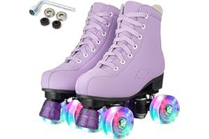 Comeon Roller Skates for Women PU Leather Roller Skates High-Top Leather for Beginners Teens for Woman,Girls and Boys,Adult