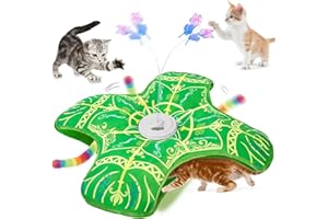 Qraxond Interactive Cat Toys for Indoor Cats,[Newly Upgraded] Rechargeable Touch Activated Hide and Seek Kitten Toys for Bored Indoor Adult Cats with Fluttering (Green)