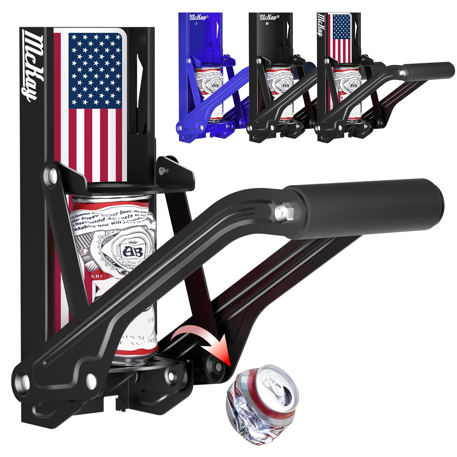 Photo 1 of Mckay 16oz Metal Can Crusher Auto Recycling, Heavy-Duty Can Crusher Wall Mounted, Can Smasher for Aluminum Seltzer, Soda, Beer Cans and Bottles for Recycling, Gadgets for Home (Auto) Flag