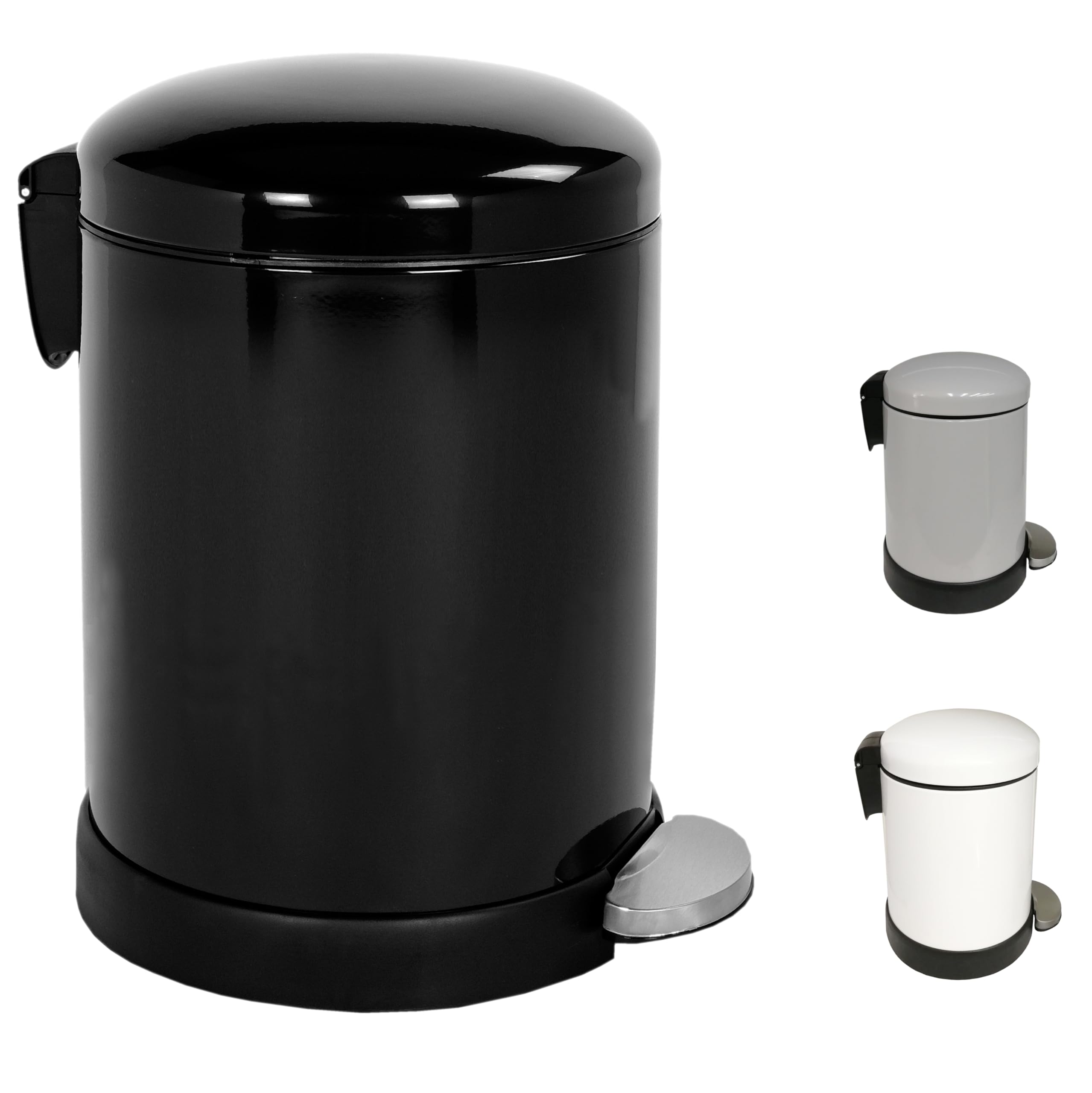 FurnitureXtra™ Classic Style Powder Coated Soft Close Pedal Bin, Plastic Inner bucket, Metal Lid, 3L(Black)