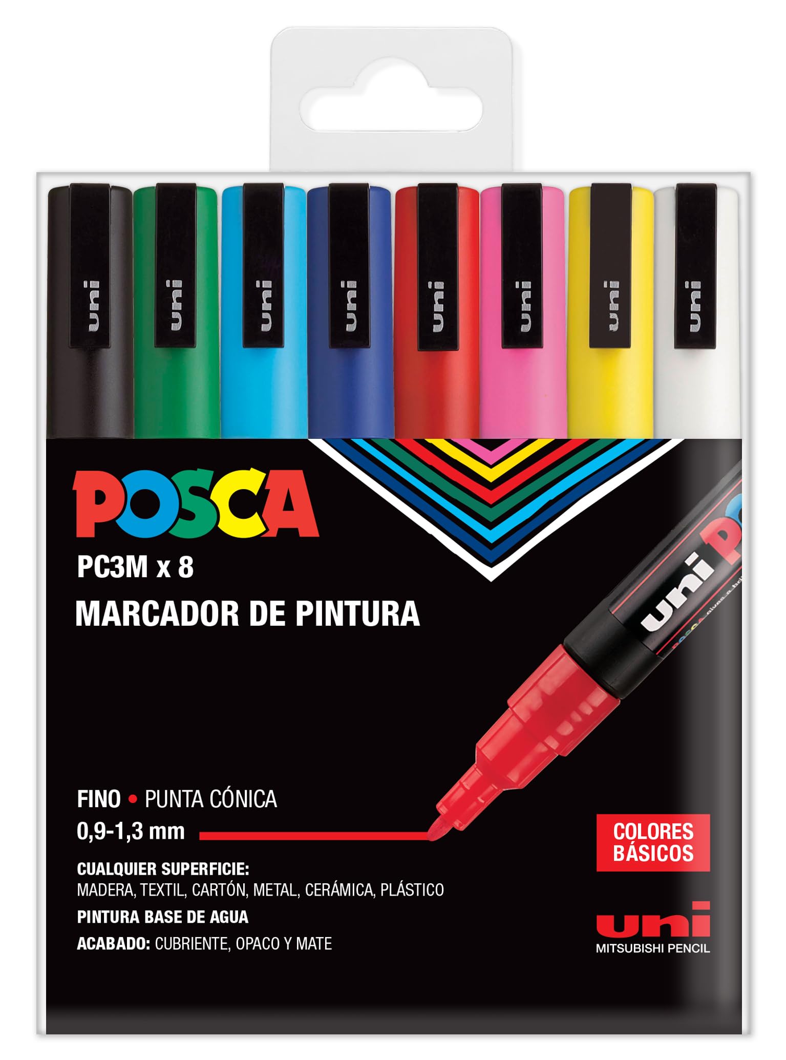 POSCA UNI Set PC 3M Basic - 8 Felt Tip Pens, A-1