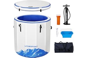 UTOBSPORT Inflatable Ice Bath Tub Cold Plunge Pod for Athletes Recovery BathTub with Lid, Water Chiller Compatible - Outdoor & Indoor, Circle L -126 Gallons/Outside Size 36"x36"x39" Blue