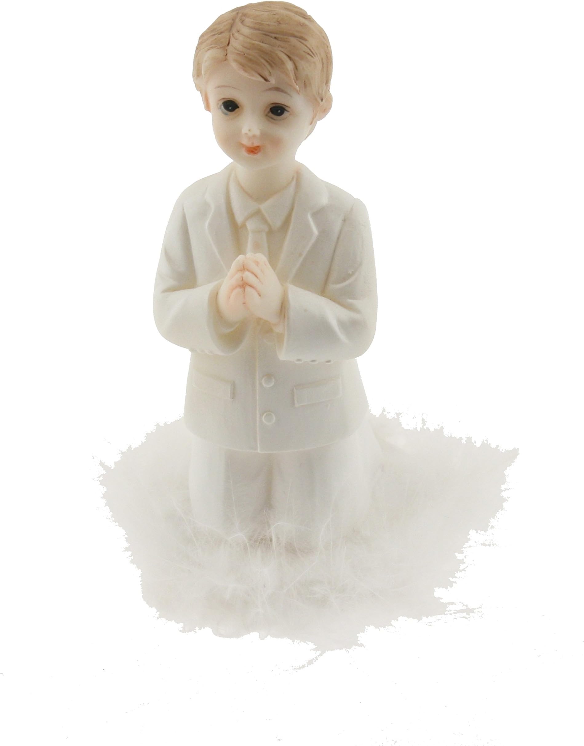 Kneeling Communion Boy Statue Cake Topper Decoration 4" tall