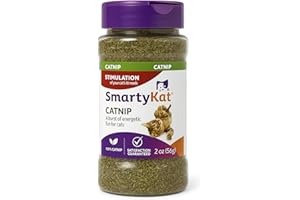 SmartyKat Natural Catnip Canister, 100% Natural Cat nip for Cats, Premium Dried Catnip for Indoor Cats, Positive Training Aid for Play and Exercise, Resealable Shaker Bottle, 2 Ounces