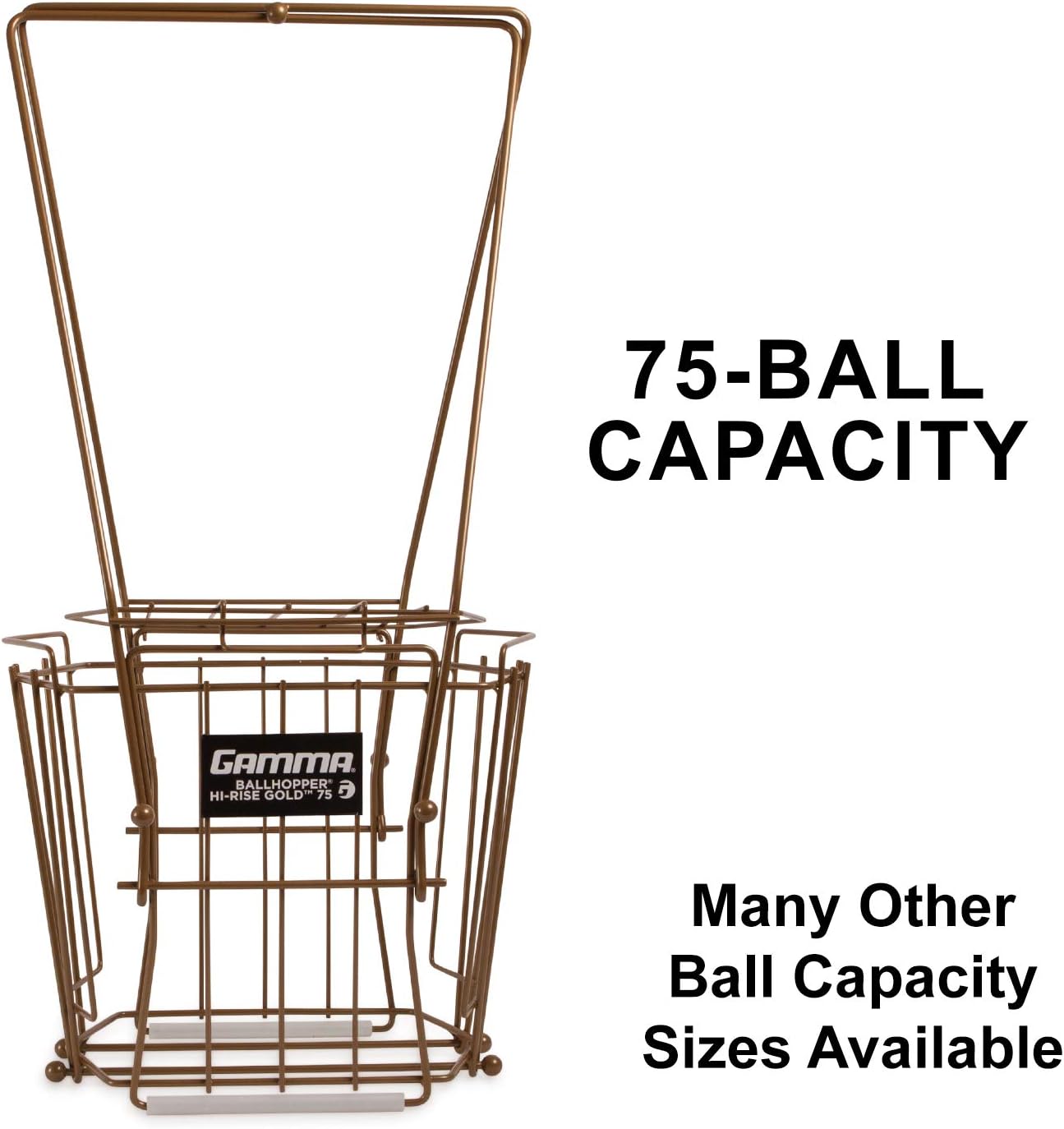 Gamma Sports Ballhopper Premium Pro 75 HiRise Gold Tennis Ball Pickup – Professional & Heavy Duty Floating Wire Design, Weather-resistant Durable Coating, Hinged Lid to Prevent Spilling, Convenient Handles, Holds 75 Balls : Tennis Ball Hoppers : Sports & Outdoors