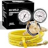 RX WELD Nitrogen Regulator, 0-600 PSI, CGA580 Inlet, 1/4" Flare Outlet | 5FT Hose Included. Output: Adjustable 0-450PSI.