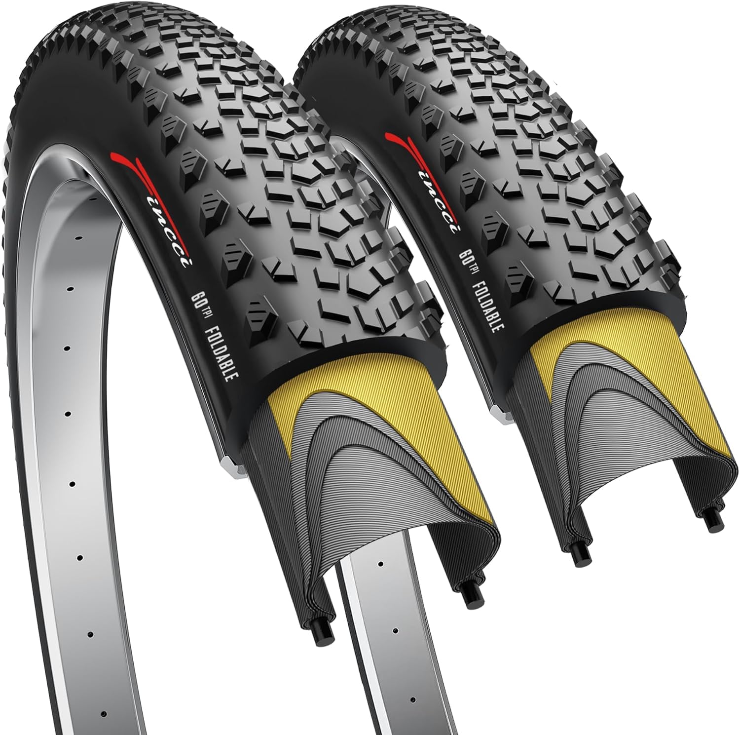 Photo 1 of Fincci Pair 700 x 40c Gravel Bike Tires – Foldable 42-622 ETRTO, 1mm Antipuncture Protection, 60 TPI for Gravel, MTB, Hybrid, and Electric Bikes – Set of 2