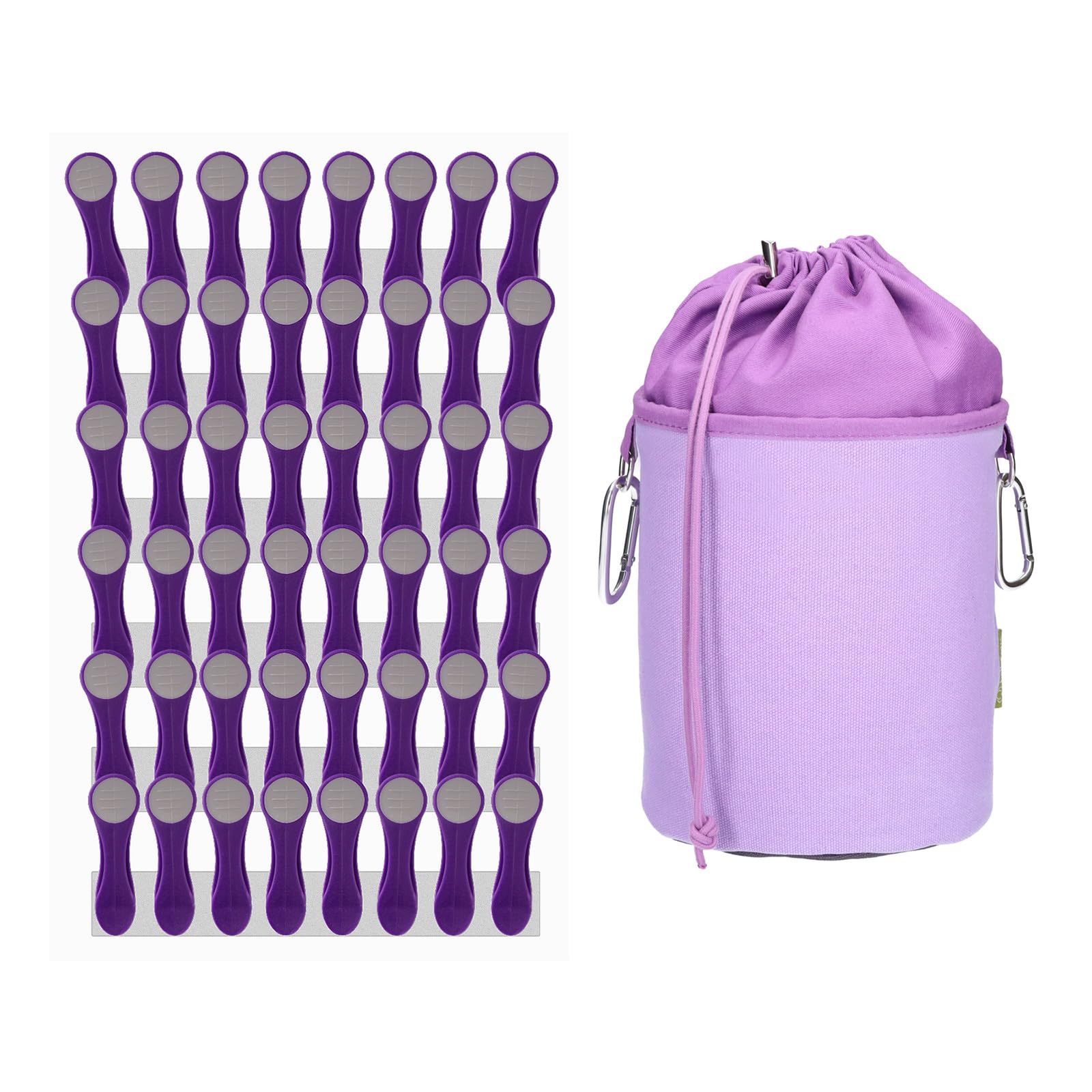 48 Clothes Pegs Laundry Clips with Stainless Steel Compression Springs and Soft Touch Lilac Grey 1 Canvas Clothes Peg Bag Purple Grey