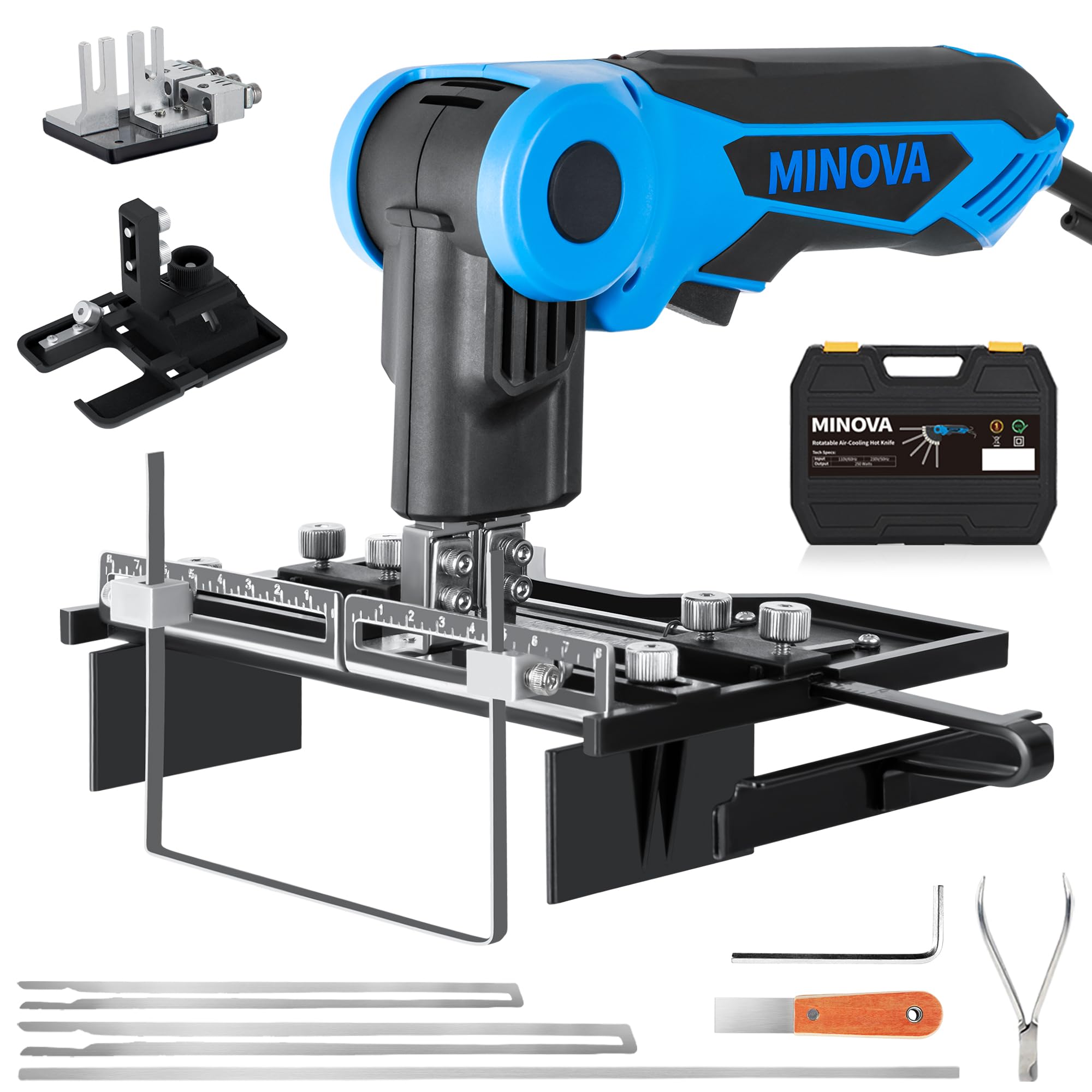Photo 1 of MINOVA 250W AC Rotatable Electric Hot Knife, 6 Blades Foam Cutter Cutting Tool Kit, Full-body Air Cooling System Foam Cutter for EPP, EPS, XPS, EVA, EPE, PU, KT Board, Sponge (Complete Series)