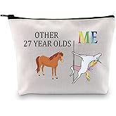 MBMSO 27th Birthday Gifts for Women Makeup Bag Funny 27 Year Old Gifts Unicorn Cosmetic Bag Zipper Travel Pouch Bag (Other 27 bag)