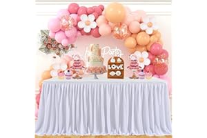 Albassa Polyester Table Skirt for Rectangle Tables Wrinkle Resistant Pleated Ruffle Table Cloth for Banquet, Wedding, Baby Shower, Display Gift Dining Table (White, 6ft, 72in(L) X30in(H))