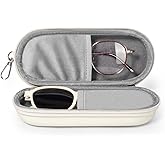 Huvon Double Eyeglasses Case, Dual Glasses Sunglasses Organizer with Zipper Closure, Eyewear Storage Box for Men Women Travel