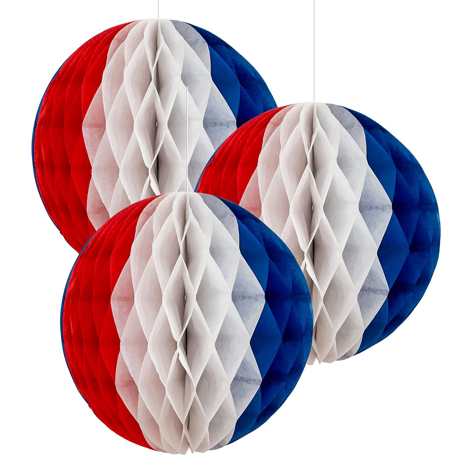 Amscan 9913050 RWB Honeycomb Decorations (6pks X 3Pcs, 18Cm)