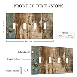 Brown Wood 4 Gang Light Switch Cover Decorative