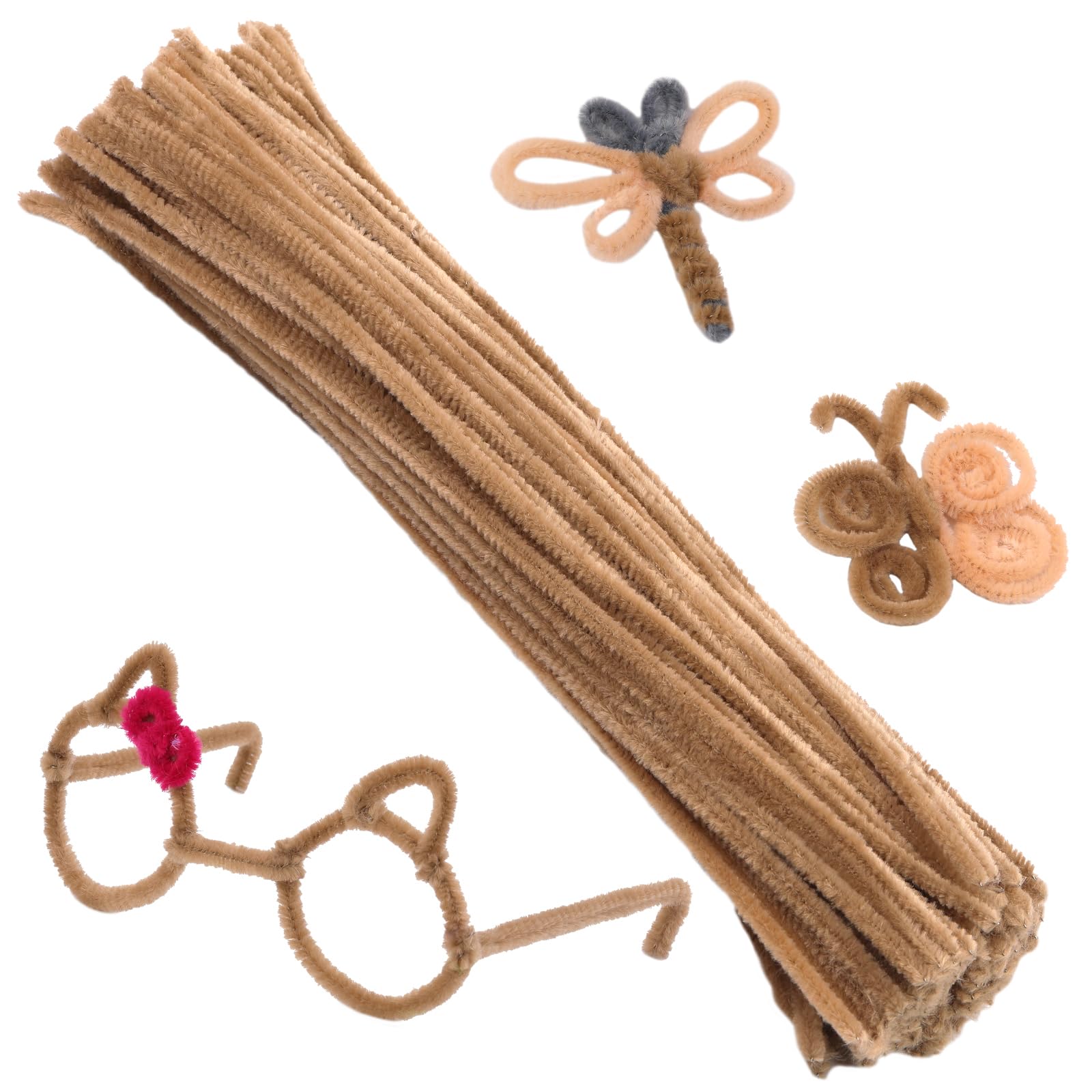 Photo 1 of 100 Pieces  Cleaners Chenille Stem, Coffee Color Pipe Cleaners Set for Pipe Cleaners DIY Arts Crafts Decorations, Chenille Stems Pipe Cleaners (7 mm x 12 Inch)