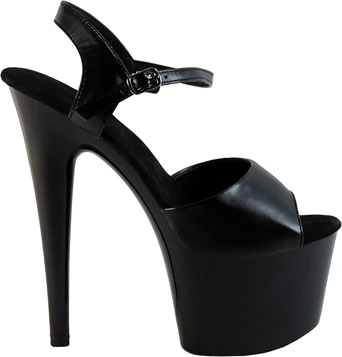 Sandals Lap Dance Pole Dance Faux Leather Black Shoes Show High Heel