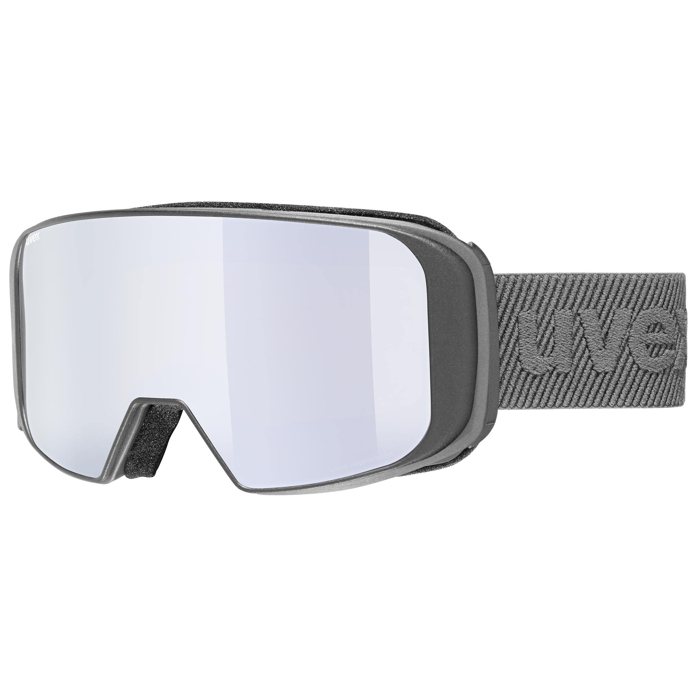 Uvex Saga TO - Ski Goggle for Men and Women - incl. Interchangeable Lenses - Optimal Frame Ventilation - Rhino Matt/Silver-LGL Clear - One Size