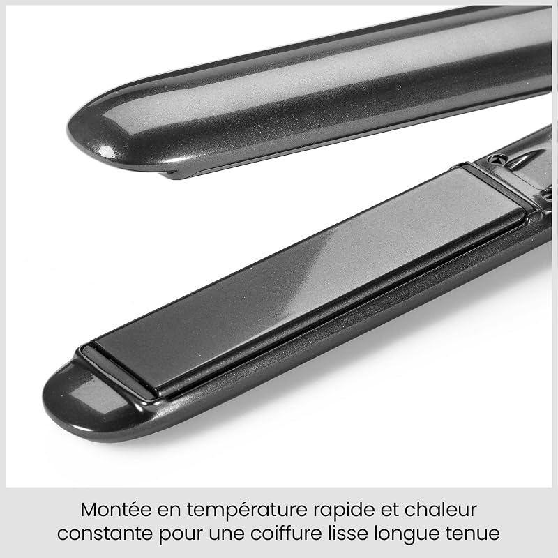 Lisseur cheveux Titanium Shine – Plaques en titane-céramique, 5 réglages de température 150–230°C, Utilisation mondiale, Argenté, ST260E — photo 5 sur 8