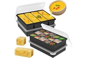 4 Pack Soup Freezer Container, Silicone Freezer Tray with Lid, 4 Long Slot and 15 Small Grid Soup Broth Ice Cube Mold for Mea