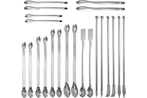 Roauend 304 Stainless Steel Lab Measuring Spatula Set, Micro Lab Scoop/Spoon Mixing Spatula, Laboratory Sampling Spoop, Powde