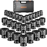 boen 3/4" Drive SAE Impact Socket Set, 3/4 inch - 2-1/2 inch Large Sockets, 6-Point Sockets, Rugged Construction, CR-MO, Standard Socket Set, 29PCS with Storage Case