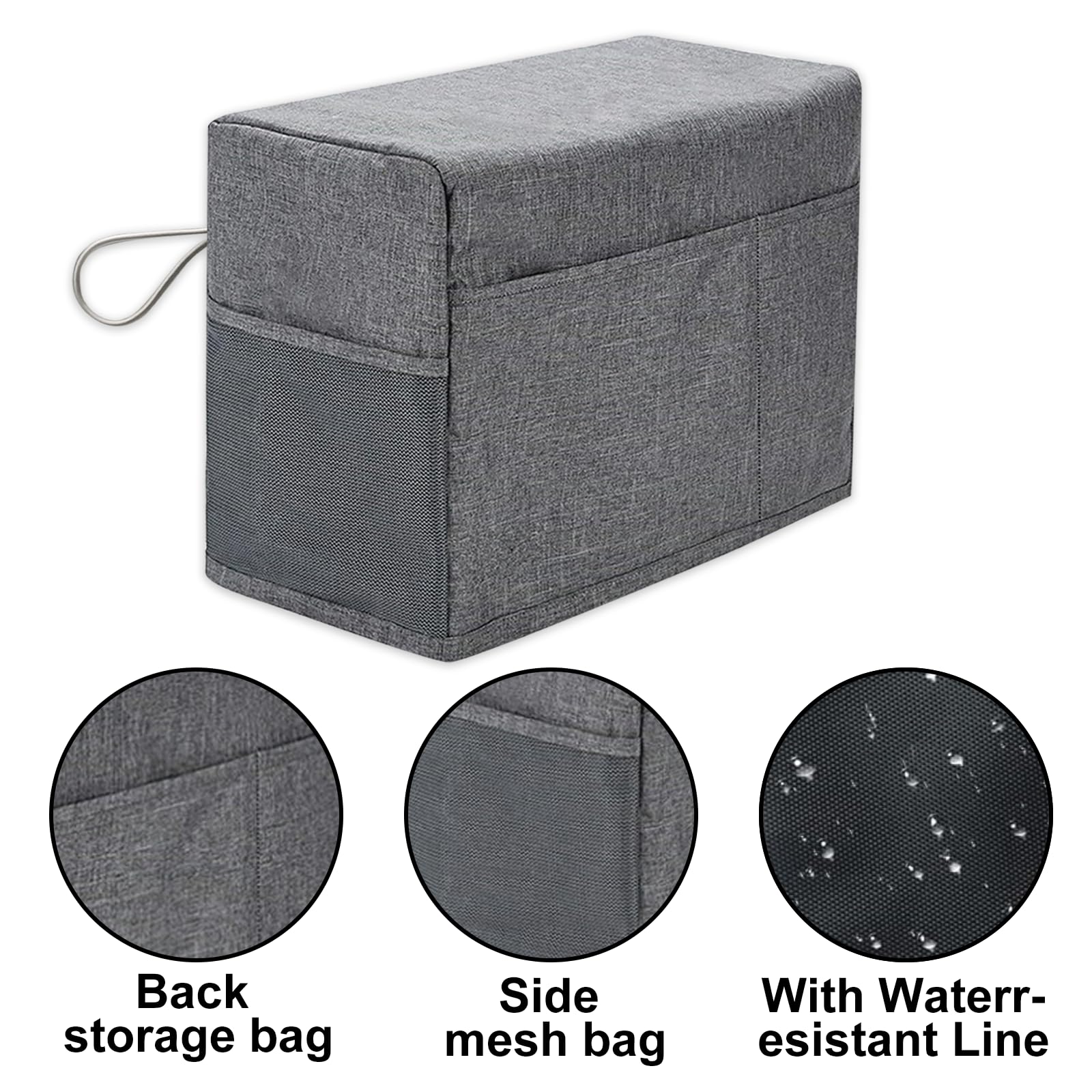Sewing Machine Cover, Protective Cover with Storage Pocket and Side Handles, Sewing Machine Cover Dust Cover for Most Standard Sewing Machine etc, Printed Sewing Patterns(Grey)