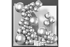 PartyWoo Silver Balloons 120 pcs Different Sizes of 18 12 10 5 Inch Silver Balloon Arch Kit Garland for Birthday Graduation Bachelorette Engagement Bridal Shower Wedding Party Decorations Silver-G102