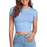 Verdusa Women's Basic Casual Summer Crop Tee Tops Slim Fitted Cropped T Shirts Y2k Clothes