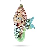 Enchanting Mermaid and Fish Blown Glass Christmas Ornament